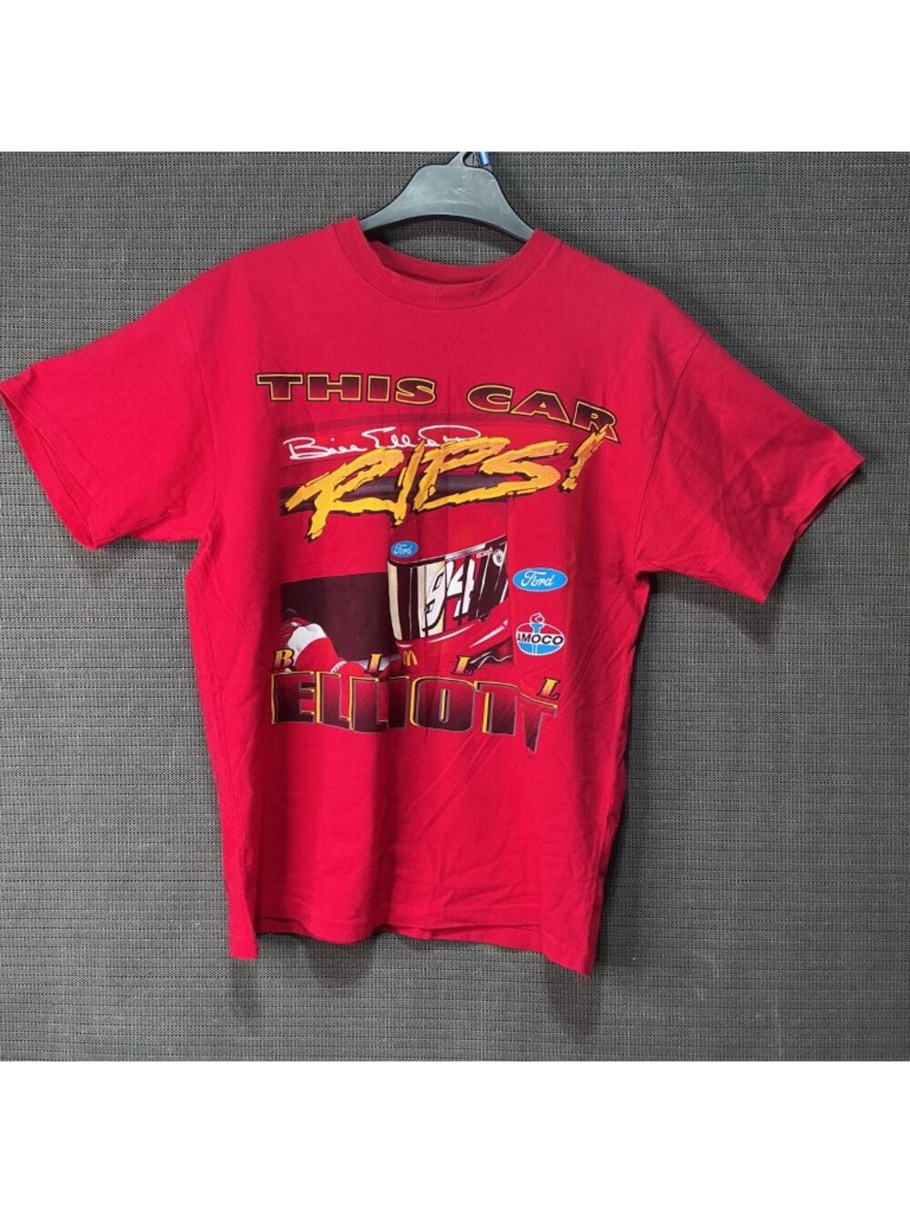 Vintage Bill Elliott Racing T-Shirt Red NASCAR Graphic Tee Large Made In USA